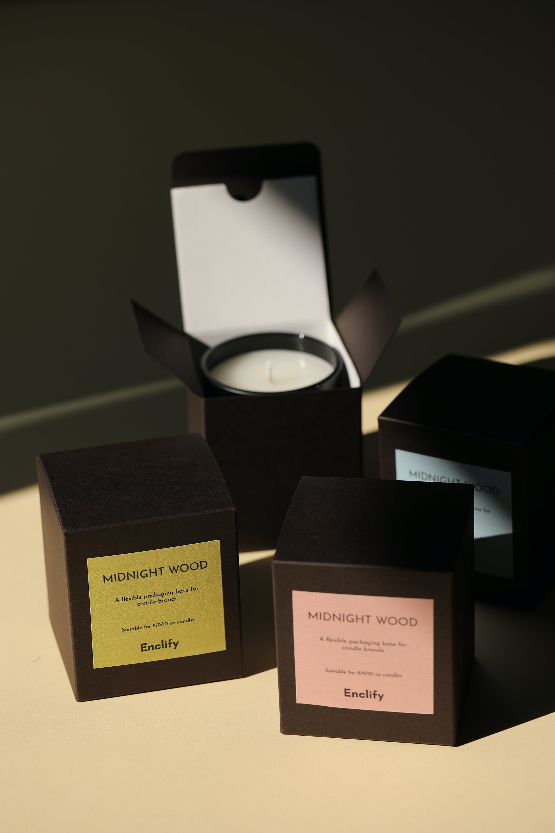 MIDNIGHT WOOD CANDLE BOX - 25 Pack ($1.60/box)