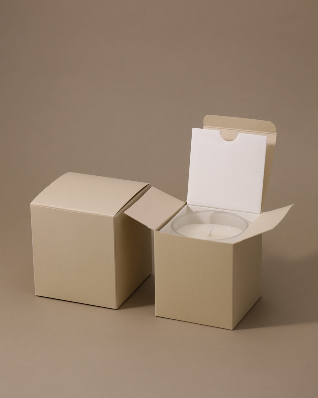 Natural tone kraft candle box - sustainable eco-friendly packaging sand