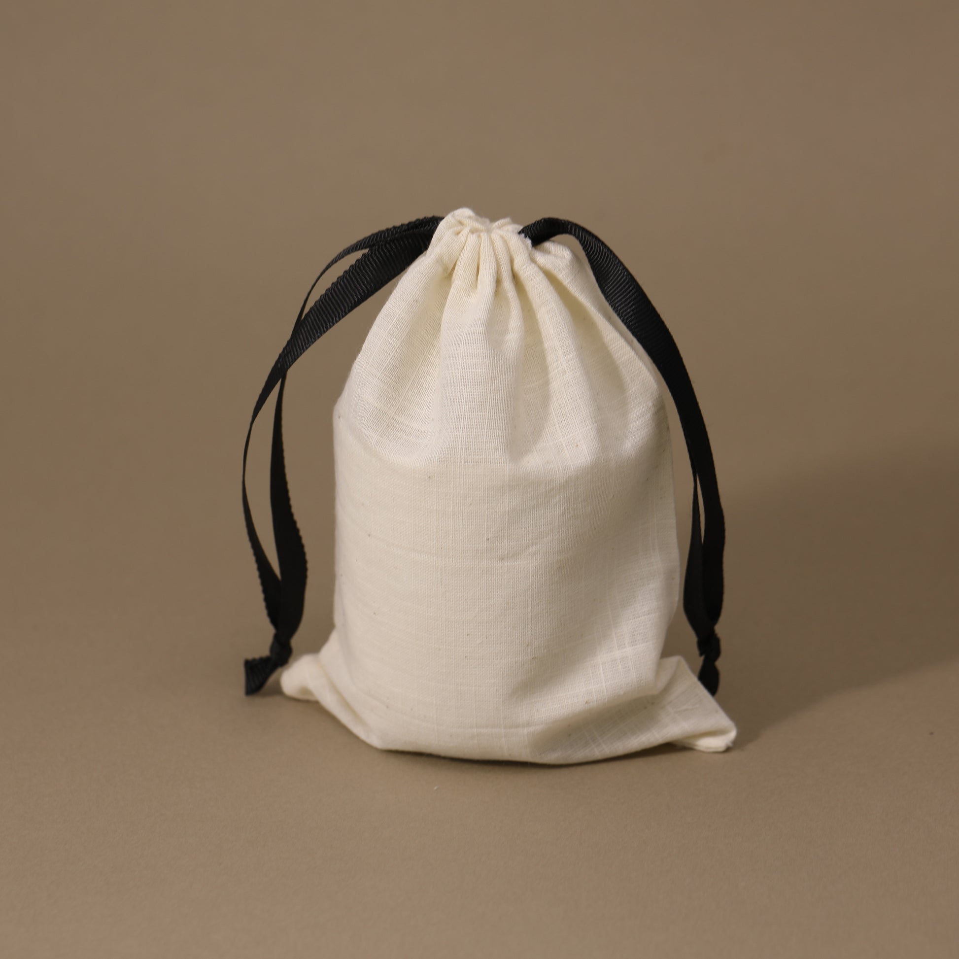 Drawstring Cotton Bag Black Ribbon Natural Gift Packaging