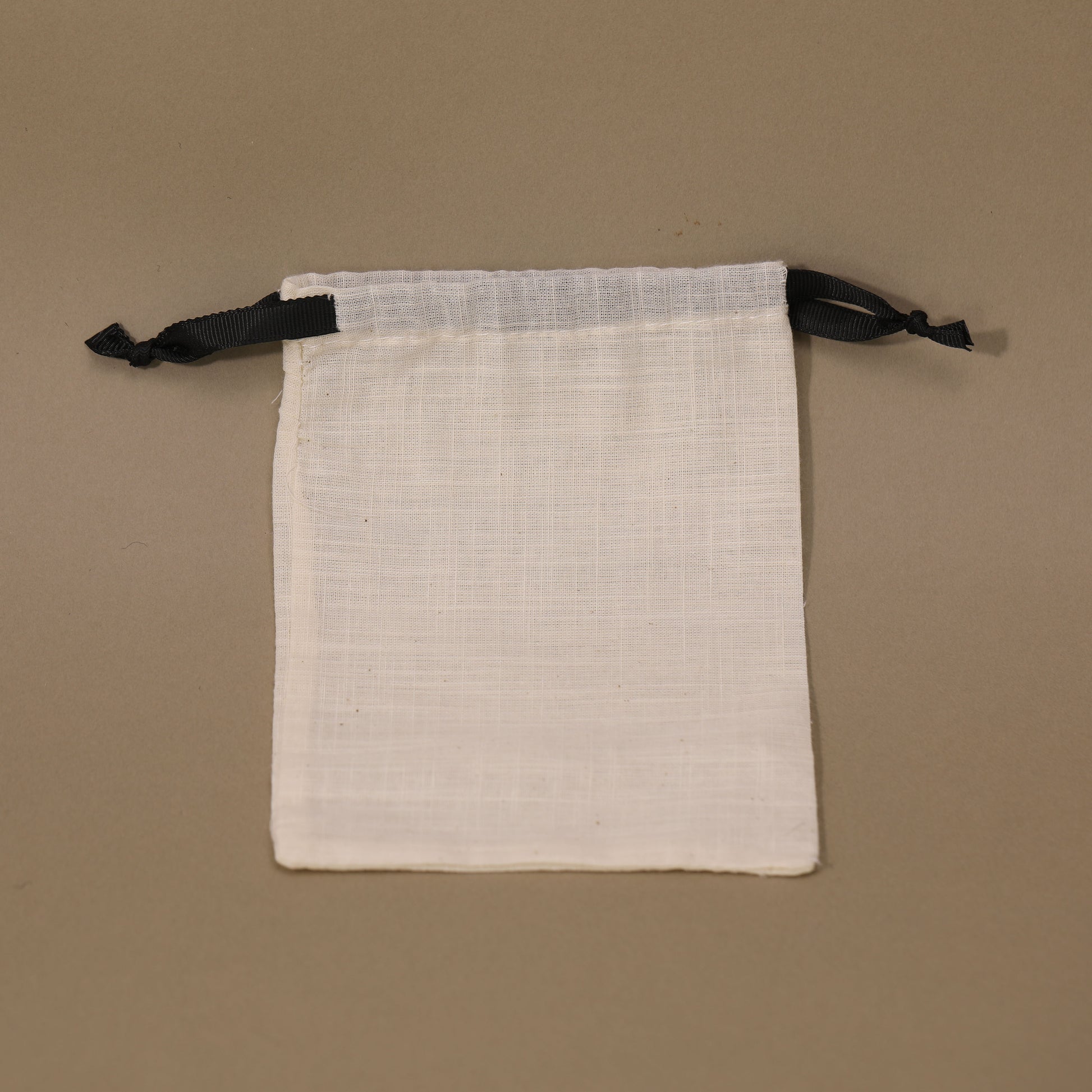 Drawstring Cotton Bag Black Ribbon Wholesale 50 Pack