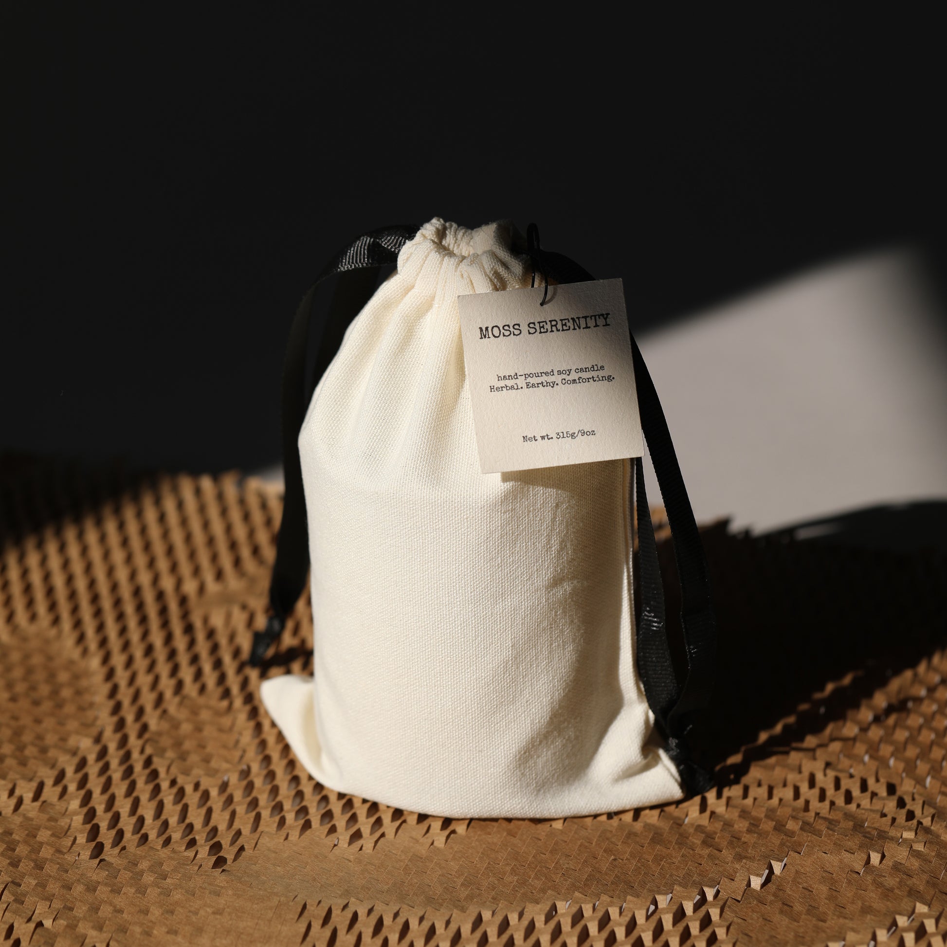 Drawstring Cotton Bag Black Ribbon Natural Cotton Packaging