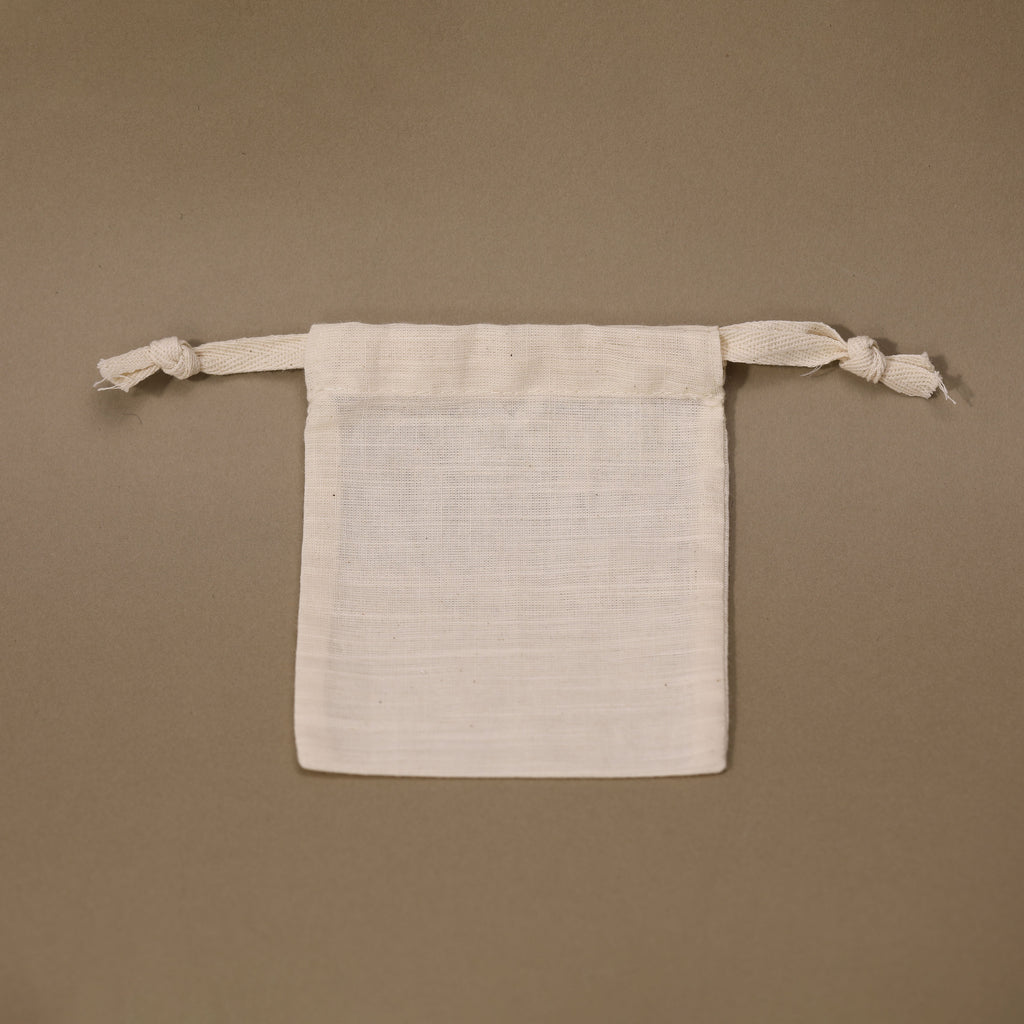 Drawstring Cotton Bag Black Ribbon Premium Natural Packaging